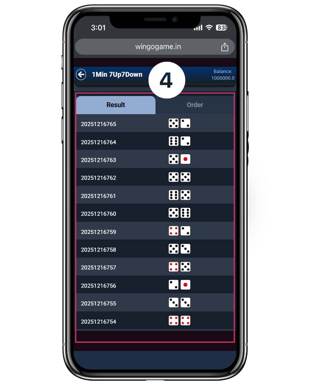 7 up 7 down game panel guide check results & bet history